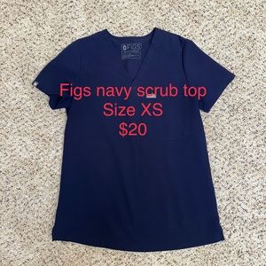 Figs Navy scrub top, size XS.